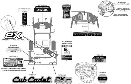 Label Map Diagram and Parts List for 2X24-INCH (31AM5BTR710)(2018) Cub Cadet Snow Blower